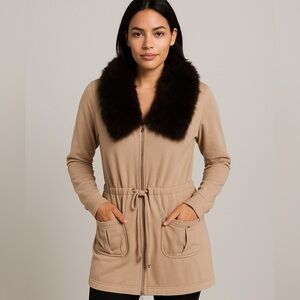 BCBG MaxAzaria Women’s Cotton Twill Quilt Lined Military Anorak Midlength